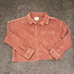 SOLD 🎉 American Eagle Cropped Pink Corduroy Shirt